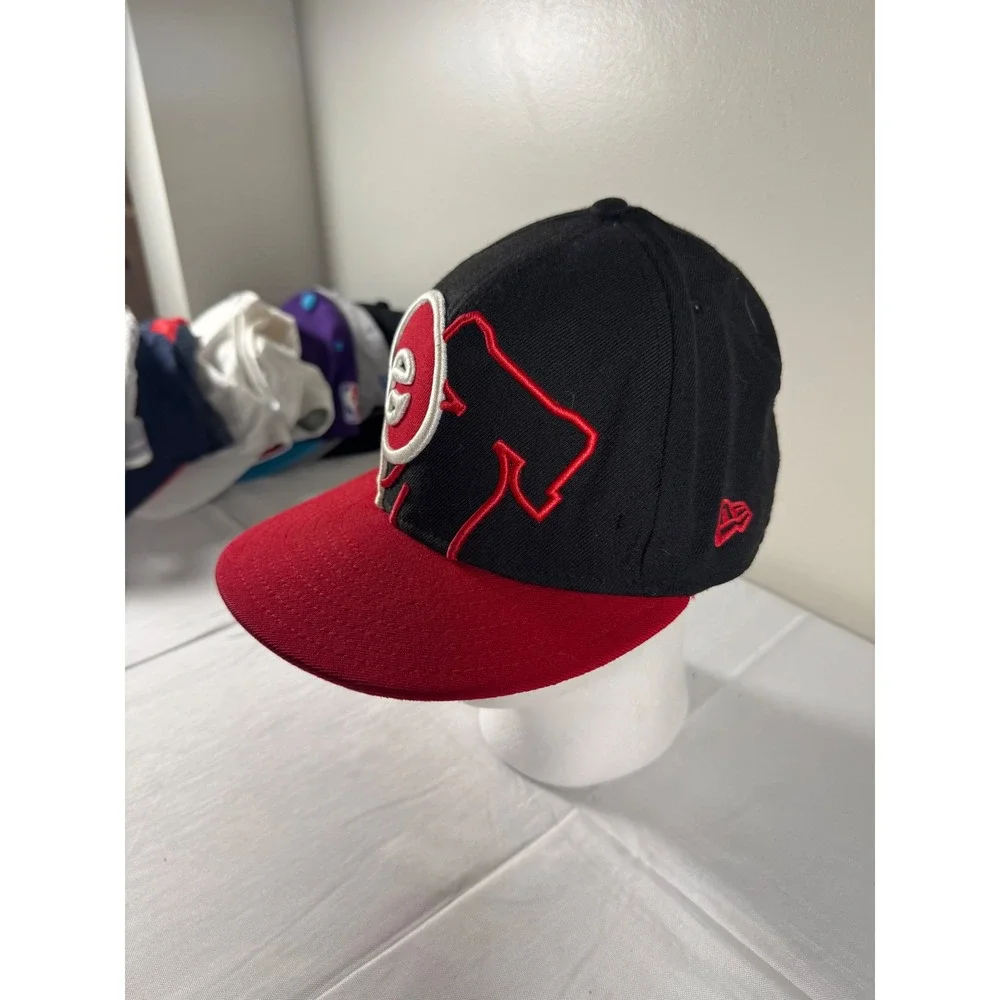 New Era 59FIFTY Philadelphia Phillies Hat Cooperstown Black Red Fitted 7 1/2